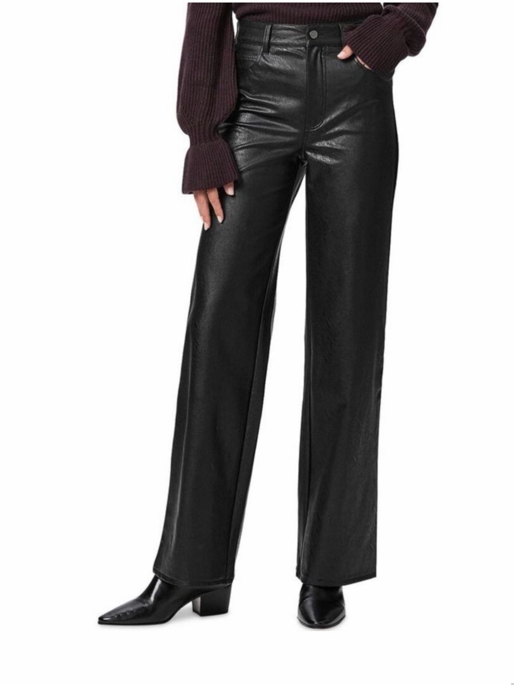 Paige - sasha Wide-Leg Faux Leather Pants in Black